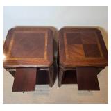 Stunning Mahogany Inlaid Surface Side Table Pair