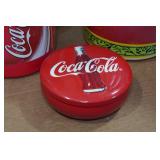 Coca-Cola Collectibles - Tins, Travel Mug, Garbage Bin Coca-Cola Collectibles - Tins, Travel Mug, Garbage Bin