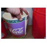 Coca-Cola Collectibles - Tins, Travel Mug, Garbage Bin Coca-Cola Collectibles - Tins, Travel Mug, Garbage Bin