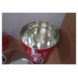 Coca-Cola Collectibles - Tins, Travel Mug, Garbage Bin Coca-Cola Collectibles - Tins, Travel Mug, Garbage Bin