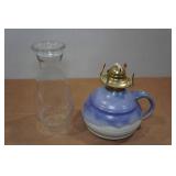Vintage Stoneware Pottery Oil Lamp Vintage Stoneware Pottery Oil Lamp