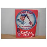 Vintage Raised Metal Babe Ruth Red Rock Cola Metal Sign Vintage Raised Metal Babe Ruth Red Rock Cola Metal Sign