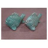 Vintage Salt and Pepper Shaker Set - Teal Fish Vintage Salt and Pepper Shaker Set - Teal Fish