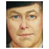 Original Framed Portrait Painting of Man with Hat Original Framed Portrait Painting of Man with Hat