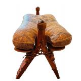 Decorative Vintage Wooden and Leather Saddle Seat Bench Decorative Vintage Wooden and Leather Saddle Seat Bench