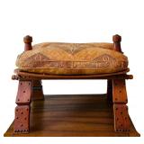 Decorative Vintage Wooden and Leather Saddle Seat Bench Decorative Vintage Wooden and Leather Saddle Seat Bench