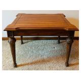 Vintage Wood Side Table with Carved Details and Drawer Vintage Wood Side Table with Carved Details and Drawer