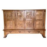 Vintage German Shrunk Cabinet with Ornate Carved Panels Vintage German Shrunk Cabinet with Ornate Carved Panels