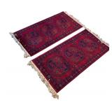 Pair of Adras Remo 100% Wool Rugs 23 x 46 Inch Red Patterned Runners Pair of Adras Remo 100% Wool Rugs 23 x 46 Inch Red Patterned Runners