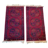 Pair of Adras Remo 100% Wool Rugs 23 x 46 Inch Red Patterned Runners Pair of Adras Remo 100% Wool Rugs 23 x 46 Inch Red Patterned Runners