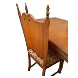 Antique Dining Table with 4 Upholstered Chairs and 12 Inch Leaf Antique Dining Table with 4 Upholstered Chairs and 12 Inch Leaf