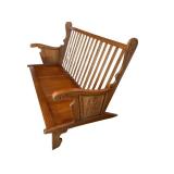 Vintage Wood Settee / Sofa with Hand-Carved Panels and Patterned Cushions Vintage Wood Settee / Sofa with Hand-Carved Panels and Patterned Cushions