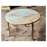 Vintage Round Marble Top Side Table with Brass Legs Vintage Round Marble Top Side Table with Brass Legs