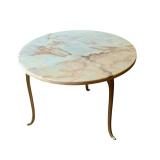 Vintage Round Marble Top Side Table with Brass Legs Vintage Round Marble Top Side Table with Brass Legs