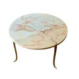 Vintage Round Marble Top Side Table with Brass Legs Vintage Round Marble Top Side Table with Brass Legs