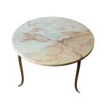Vintage Round Marble Top Side Table with Brass Legs Vintage Round Marble Top Side Table with Brass Legs