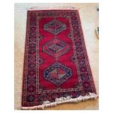 Handwoven Red Area Rug with Geometric Pattern, 60 x 35 Inches Handwoven Red Area Rug with Geometric Pattern, 60 x 35 Inches