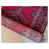 Handwoven Red Area Rug with Geometric Pattern, 60 x 35 Inches Handwoven Red Area Rug with Geometric Pattern, 60 x 35 Inches