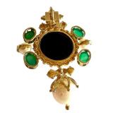 Ross Simmons Italian Cultured Pearl, Black Onyx, and Green Agate Pendant 18K over Sterling Ross Simmons Italian Cultured Pearl, Black Onyx, and Green Agate Pendant 18K over Sterling