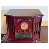 Vintage-Style Wood Turntable Stereo System with Radio and CD Player Vintage-Style Wood Turntable Stereo System with Radio and CD Player