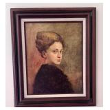 Original Portrait Painting by Geraldine Arnold in Ornate Frame, 23 x 27.5 Inches Original Portrait Painting by Geraldine Arnold in Ornate Frame, 23 x 27.5 Inches