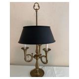 Italian Brass Table Lamp with Black Shade and Horn Accents Italian Brass Table Lamp with Black Shade and Horn Accents