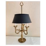 Italian Brass Table Lamp with Black Shade and Horn Accents Italian Brass Table Lamp with Black Shade and Horn Accents