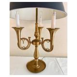 Italian Brass Table Lamp with Black Shade and Horn Accents Italian Brass Table Lamp with Black Shade and Horn Accents