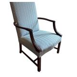Vintage Upholstered High-Back Armchair with Wood Frame Vintage Upholstered High-Back Armchair with Wood Frame