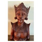 Hand-Carved Balinese Wooden Bust Statue, 12 Inches Tall Hand-Carved Balinese Wooden Bust Statue, 12 Inches Tall