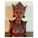Hand-Carved Balinese Wooden Bust Statue, 12 Inches Tall Hand-Carved Balinese Wooden Bust Statue, 12 Inches Tall