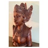Hand-Carved Balinese Wooden Bust Statue, 12 Inches Tall Hand-Carved Balinese Wooden Bust Statue, 12 Inches Tall