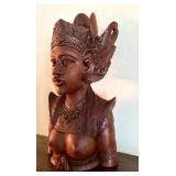 Hand-Carved Balinese Wooden Bust Statue, 12 Inches Tall Hand-Carved Balinese Wooden Bust Statue, 12 Inches Tall