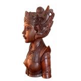 Hand-Carved Balinese Wooden Bust Statue, 12 Inches Tall Hand-Carved Balinese Wooden Bust Statue, 12 Inches Tall
