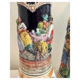 Set of 4 German Beer Steins with Pewter Lids, One with Musical Feature Set of 4 German Beer Steins with Pewter Lids, One with Musical Feature