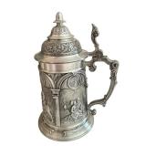 Set of 4 German Beer Steins with Pewter Lids, One with Musical Feature Set of 4 German Beer Steins with Pewter Lids, One with Musical Feature