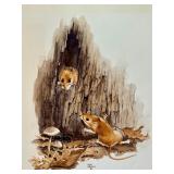 Original Geri Arnold Drawing of Woodland Mice, Unframed Original Geri Arnold Drawing of Woodland Mice, Unframed