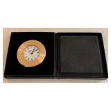 Weems & Plath Quartz Desk Clock with Gold-Tone Bezel and Box Weems & Plath Quartz Desk Clock with Gold-Tone Bezel and Box