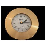 Weems & Plath Quartz Desk Clock with Gold-Tone Bezel and Box Weems & Plath Quartz Desk Clock with Gold-Tone Bezel and Box