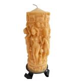13-Inch Carved Decorative Pillar Candle with Stand 13-Inch Carved Decorative Pillar Candle with Stand