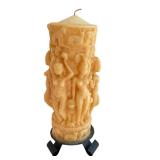 13-Inch Carved Decorative Pillar Candle with Stand 13-Inch Carved Decorative Pillar Candle with Stand