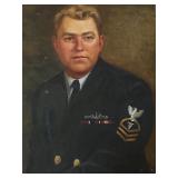 Vintage Oil Portrait of U.S. Navy Chief by Geri Arnold Vintage Oil Portrait of U.S. Navy Chief by Geri Arnold