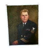 Vintage Oil Portrait of U.S. Navy Chief by Geri Arnold Vintage Oil Portrait of U.S. Navy Chief by Geri Arnold