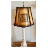 Vintage Table Lamp with Marble Base and Decorative Shade, 33 Inches Tall Vintage Table Lamp with Marble Base and Decorative Shade, 33 Inches Tall