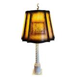 Vintage Table Lamp with Marble Base and Decorative Shade, 33 Inches Tall Vintage Table Lamp with Marble Base and Decorative Shade, 33 Inches Tall