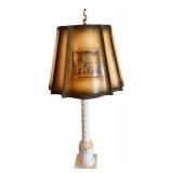 Vintage Table Lamp with Marble Base and Decorative Shade, 33 Inches Tall Vintage Table Lamp with Marble Base and Decorative Shade, 33 Inches Tall