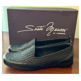 Sesto Meucci Black Woven Leather Loafers with Box Sesto Meucci Black Woven Leather Loafers with Box