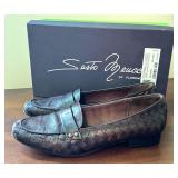 Sesto Meucci Brown Woven Leather Loafers, Size 6.5 M, Made in Italy Sesto Meucci Brown Woven Leather Loafers, Size 6.5 M, Made in Italy