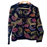 Peruvian Connection Floral Knit Cardigan Sweater Peruvian Connection Floral Knit Cardigan Sweater