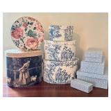 Collection of 8 Decorative Storage Boxes with Vintage Floral and Pastoral Designs Collection of 8 Decorative Storage Boxes with Vintage Floral and Pastoral Designs